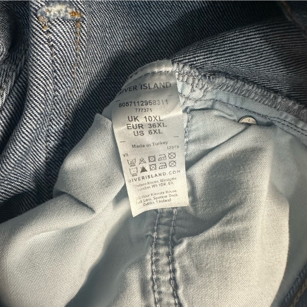 River Island High-rise Raw-Hem Straight leg Ankle dark blue Jean 10 30 stretch - Picture 8 of 12